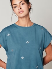 Blue Short Sleeve Gem Diamanté T-Shirt - Image 4 of 6