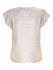Mint Velvet Gold Sequin Ruffle T-Shirt - Image 6 of 6