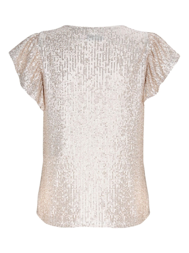 Mint Velvet Gold Sequin Ruffle T-Shirt - Image 6 of 6