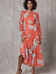 Mint Velvet Red Arabella Ruffle Maxi Dress - Image 1 of 3