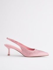 Pink Forever Comfort® Jewel Studded Kitten Heel Slingbacks - Image 3 of 6
