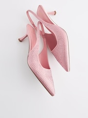 Pink Forever Comfort® Jewel Studded Kitten Heel Slingbacks - Image 4 of 6