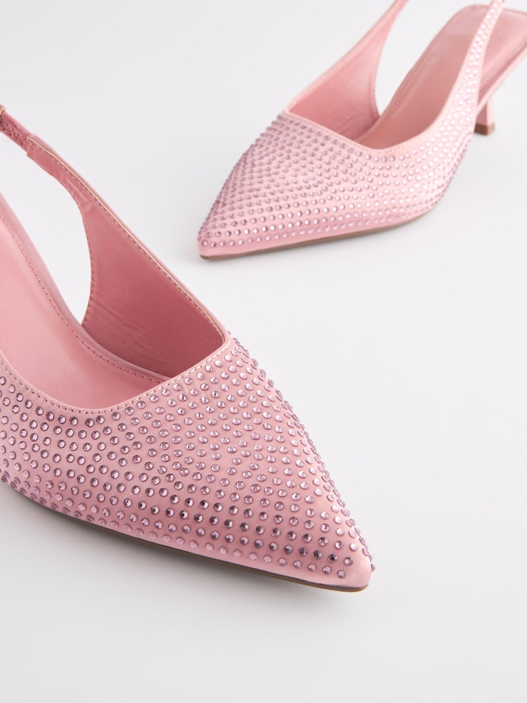 Pink Forever Comfort® Jewel Studded Kitten Heel Slingbacks - Image 6 of 6 Pink Forever Comfort® Jewel Studded Kitten Heel Slingbacks - Image 6 of 6