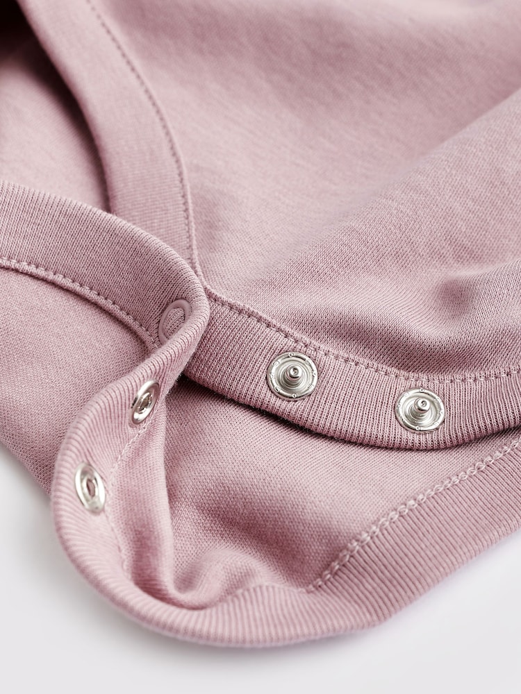 Pink 5 Pack Essential Long Sleeve 100% Cotton Baby Bodysuits - Image 5 of 7