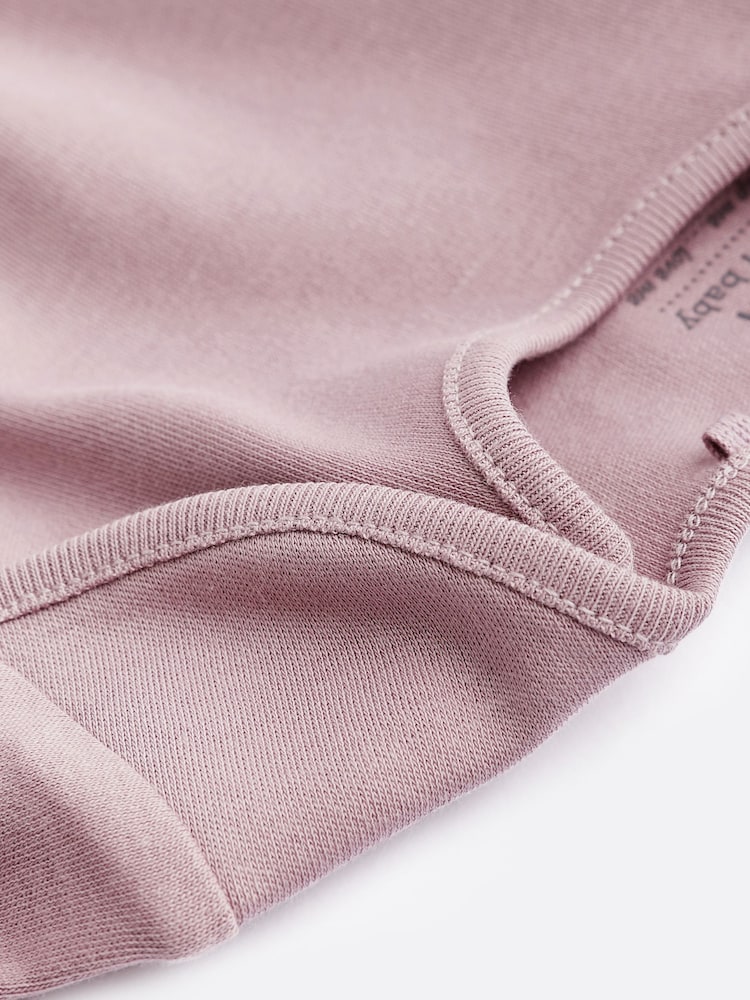 Pink 5 Pack Essential Long Sleeve 100% Cotton Baby Bodysuits - Image 6 of 7