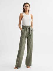 Paige High Rise Paper Bag Trousers - Image 3 of 7