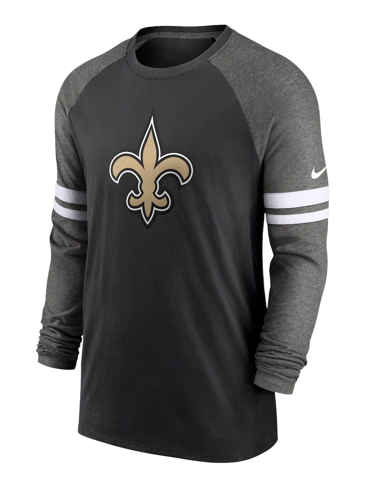 Nike Black NFL Fanatics New Orleans Saints Dri-Fit Cotton Long Sleeve Raglan T-Shirt - Image 1 of 3