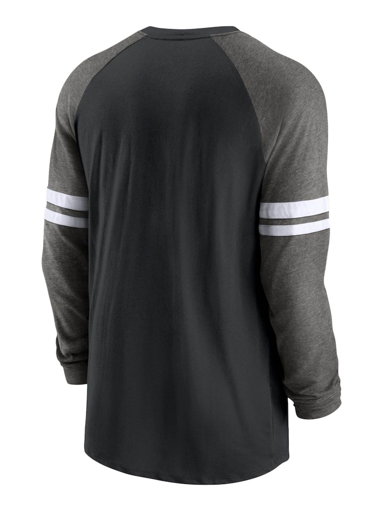 Nike Black NFL Fanatics New Orleans Saints Dri-Fit Cotton Long Sleeve Raglan T-Shirt - Image 2 of 3