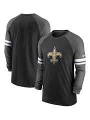 Nike Black NFL Fanatics New Orleans Saints Dri-Fit Cotton Long Sleeve Raglan T-Shirt - Image 3 of 3