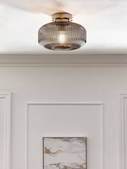 Smoke Grey Lexington 1 Light Flush Fitting Ceiling Light - Image 1 of 6