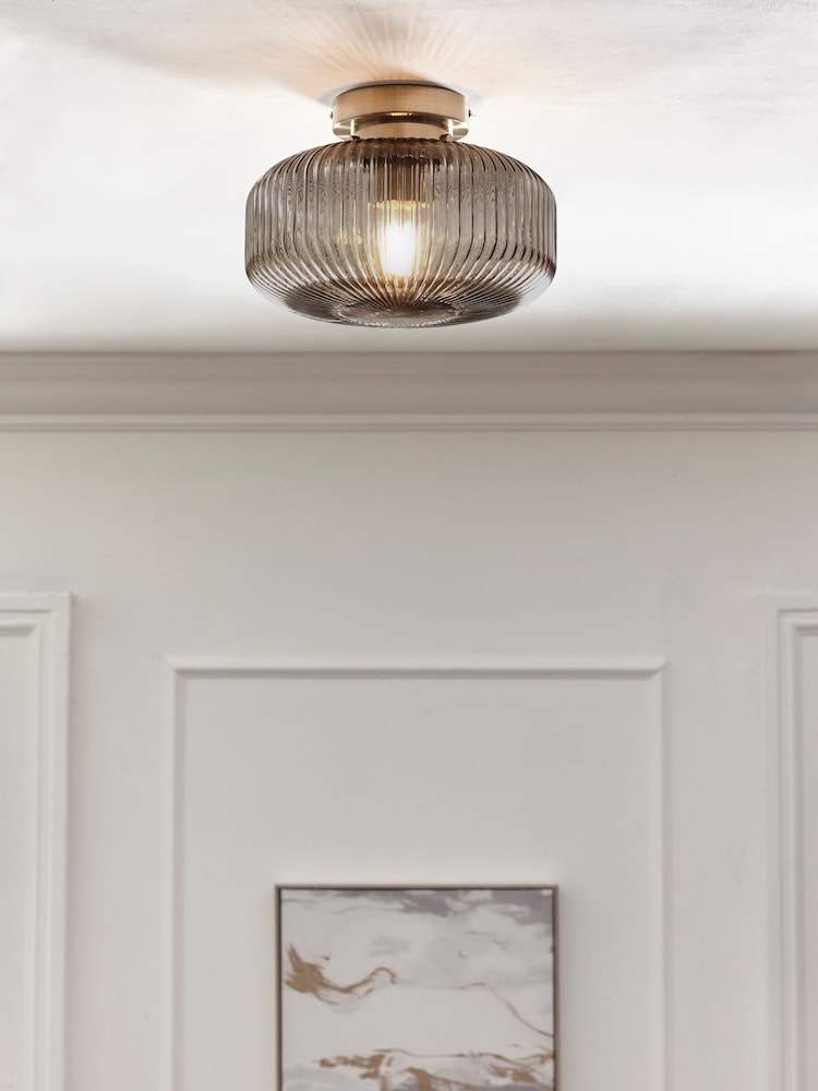 Smoke Grey Lexington 1 Light Flush Fitting Ceiling Light - Image 1 of 6