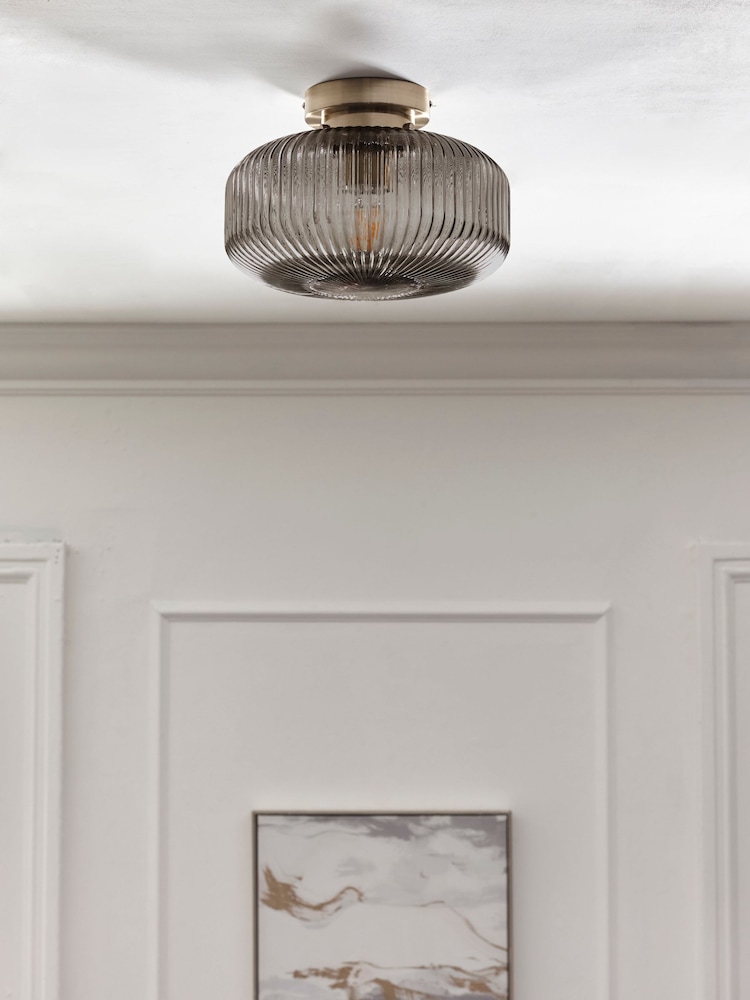 Smoke Grey Lexington 1 Light Flush Fitting Ceiling Light - Image 2 of 6