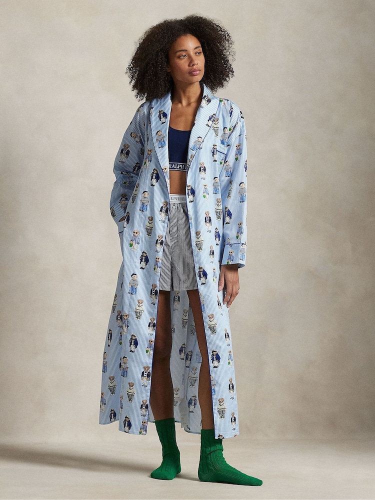 Polo Ralph Lauren Blue Iconic Bear Heritage Robe - Image 1 of 4