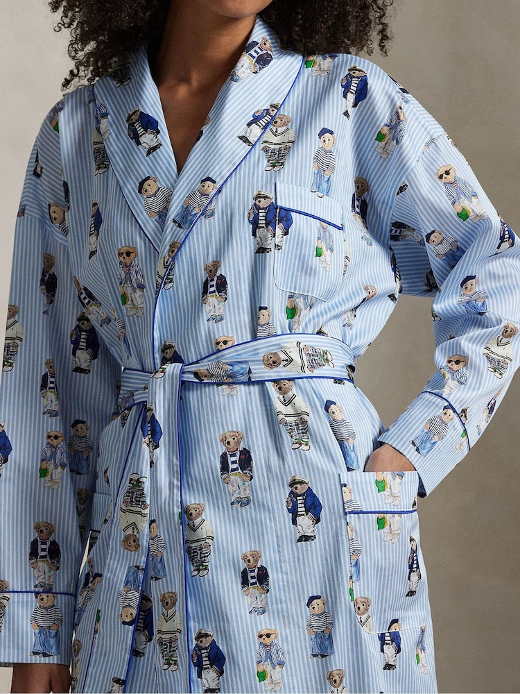 Polo Ralph Lauren Blue Iconic Bear Heritage Robe - Image 4 of 4