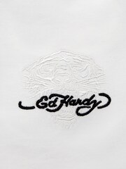 Ed Hardy White Embroidered Pocket T-Shirt - Image 4 of 4