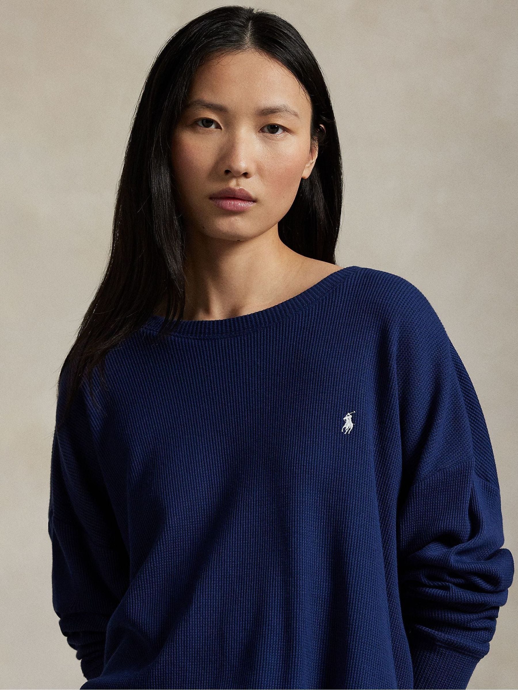 Buy Polo Ralph Lauren Blue Club Waffle Crew Neck Top & Pant Set