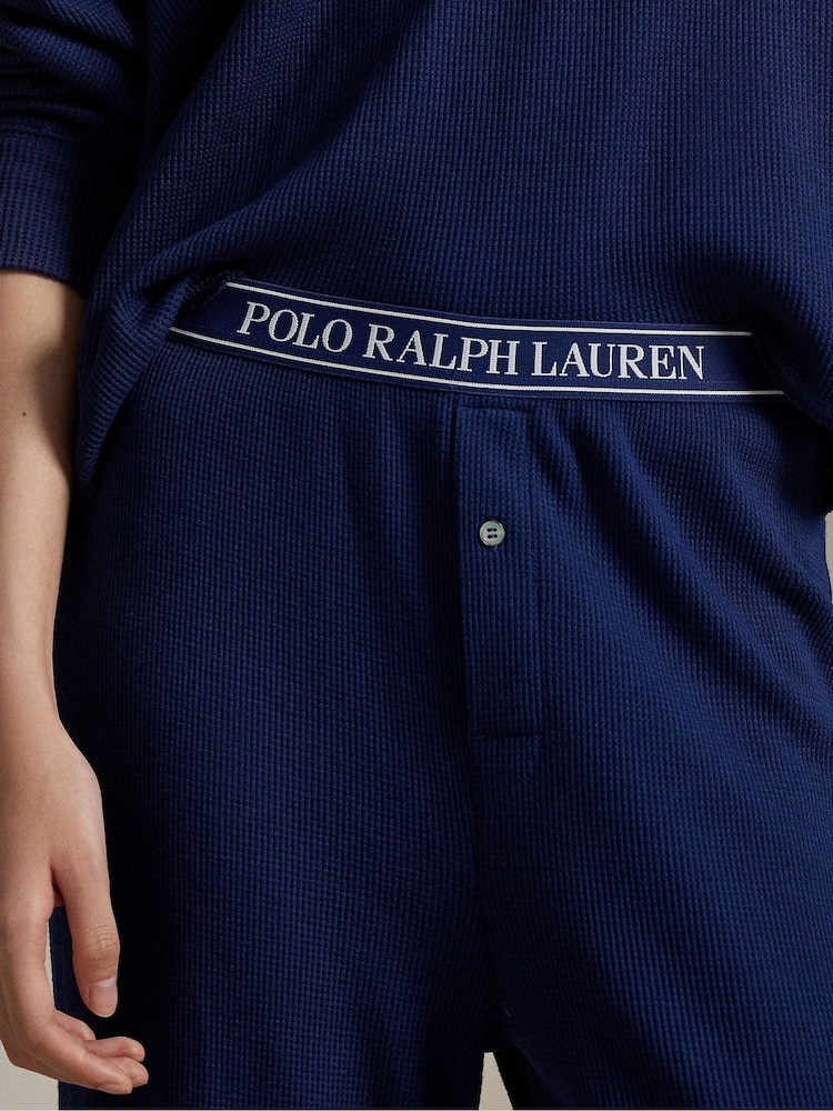Polo Ralph Lauren Blue Club Waffle Crew Neck Top & Pant Set - Image 5 of 5