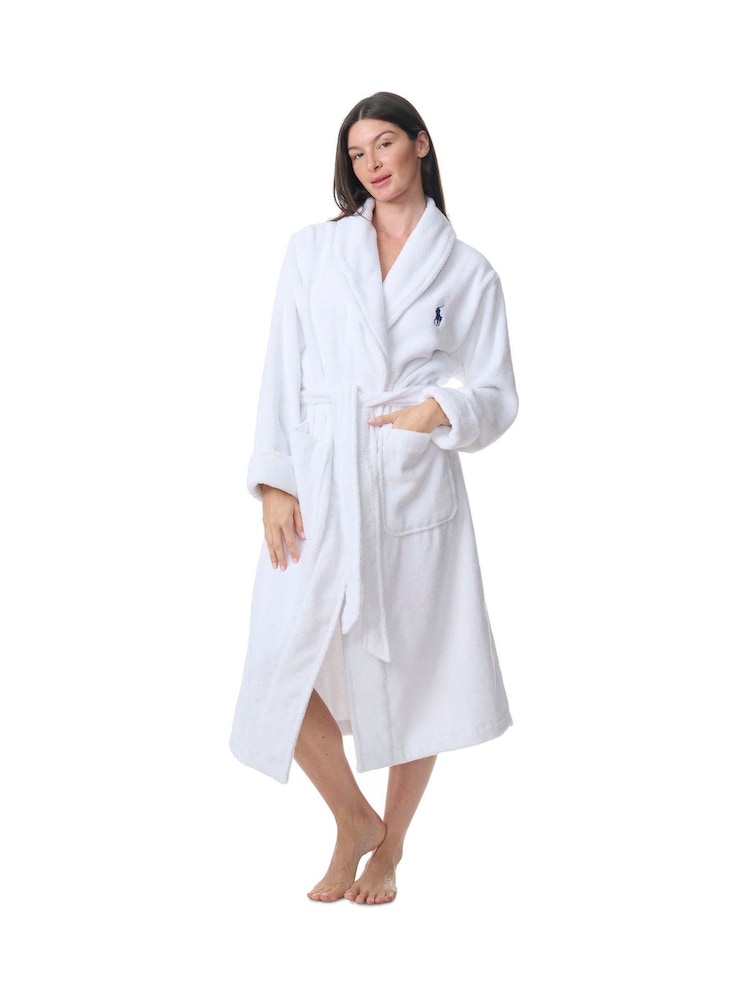 Polo Ralph Lauren White Towelling Printed Back Bear Robe - Image 1 of 4