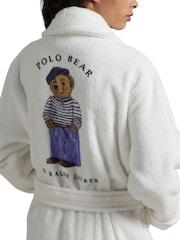 Polo Ralph Lauren White Towelling Printed Back Bear Robe - Image 3 of 4
