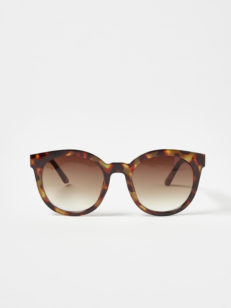 Oliver Bonas Brown Preppy Tortoiseshell Round Sunglasses - Image 1 of 4 Oliver Bonas Brown Preppy Tortoiseshell Round Sunglasses - Image 1 of 4