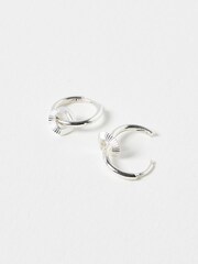 Oliver Bonas Silver Tone Angel Geometric Charm Drop Huggie Earrings - Image 2 of 3