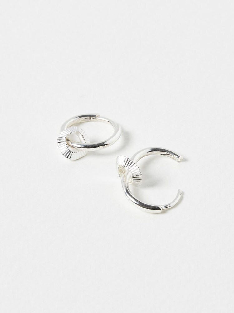 Oliver Bonas Silver Tone Angel Geometric Charm Drop Huggie Earrings - Image 2 of 3