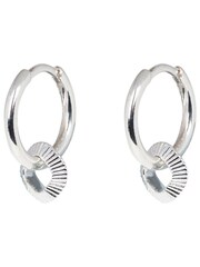 Oliver Bonas Silver Tone Angel Geometric Charm Drop Huggie Earrings - Image 3 of 3
