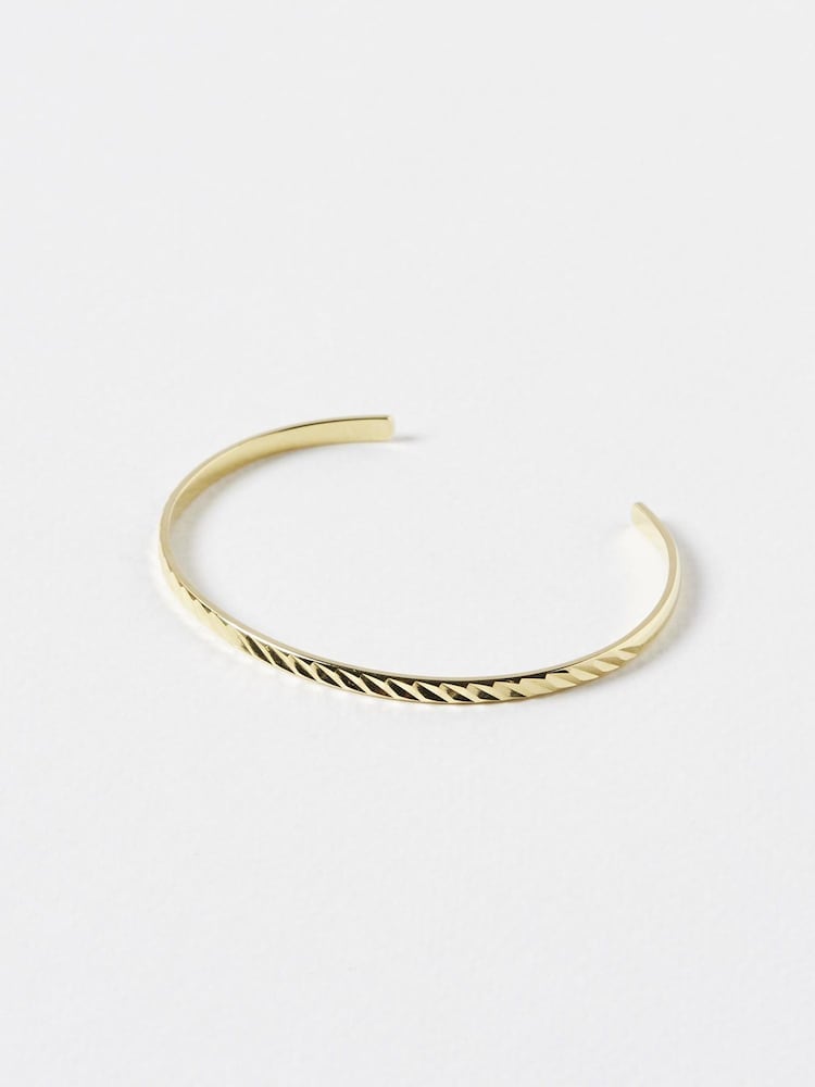Oliver Bonas Gold Tone Blake Engraved Bangle - Image 1 of 4