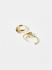 Oliver Bonas Gold Plated Aria Geometric Charm Drop Hoop Earrings - Image 3 of 4