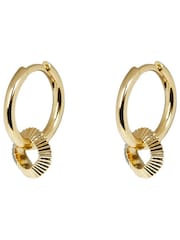 Oliver Bonas Gold Plated Aria Geometric Charm Drop Hoop Earrings - Image 4 of 4