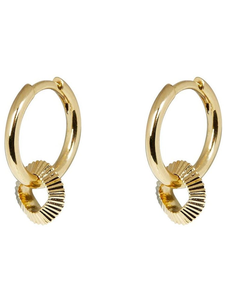 Oliver Bonas Gold Plated Aria Geometric Charm Drop Hoop Earrings - Image 4 of 4 Oliver Bonas Gold Plated Aria Geometric Charm Drop Hoop Earrings - Image 4 of 4