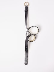 Oliver Bonas Black Faux Croc Twist Buckle Leather Waist Belt - Image 2 of 5