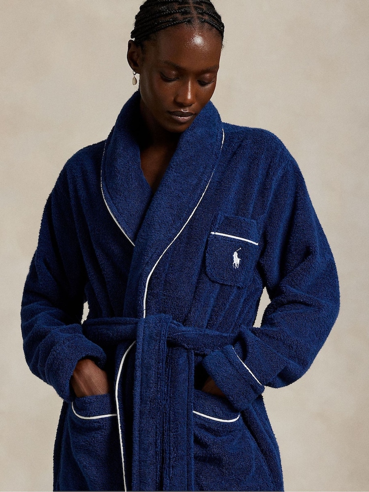 Polo Ralph Lauren Blue Essentials Robe - Image 4 of 4