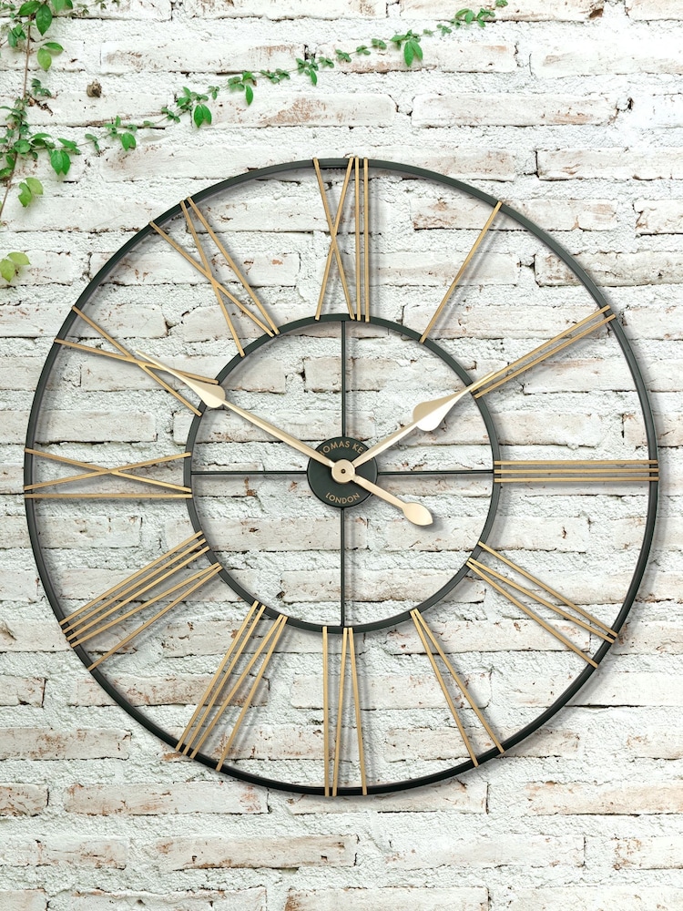 Thomas Kent Clocks Green Summer House Green and Gold Oversized Skeleton Wall Clock - Image 1 of 4