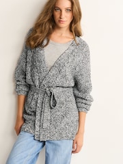 Black/White Cable Belt Cardigan - Image 2 of 7
