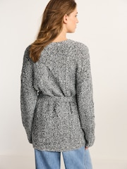 Black/White Cable Belt Cardigan - Image 4 of 7