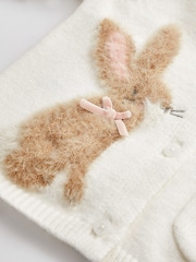 Ecru White Embroidered Bunny Baby Knitted Cardigan (0mths-3yrs) - Image 5 of 6