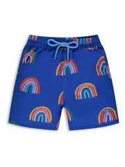 Muddy Puddles Orange Nature Print Recycled UV Protective Swim Shorts - Image 3 of 4