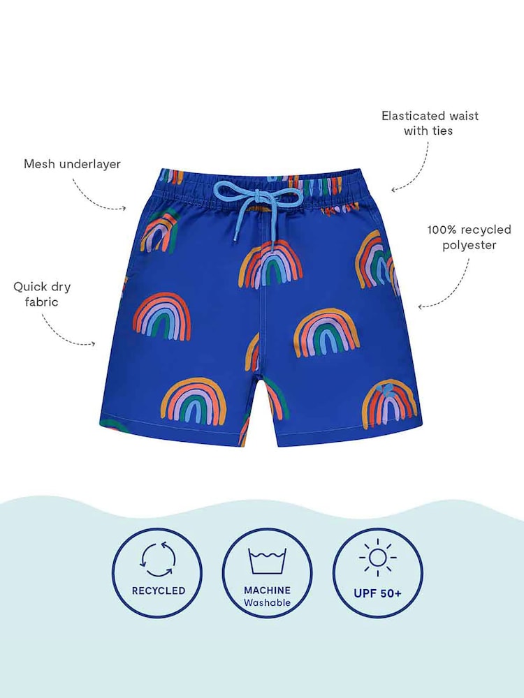 Muddy Puddles Orange Nature Print Recycled UV Protective Swim Shorts - Image 4 of 4
