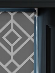 Grey Ready Made Blackout Roller Blind Geometric Print - Image 4 of 7