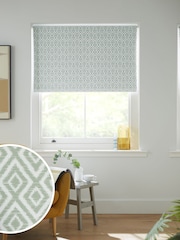 Green Ready Made Blackout Roller Blind Geometric Print - Image 1 of 8