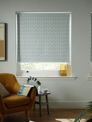 Green Ready Made Blackout Roller Blind Geometric Print - Image 3 of 8