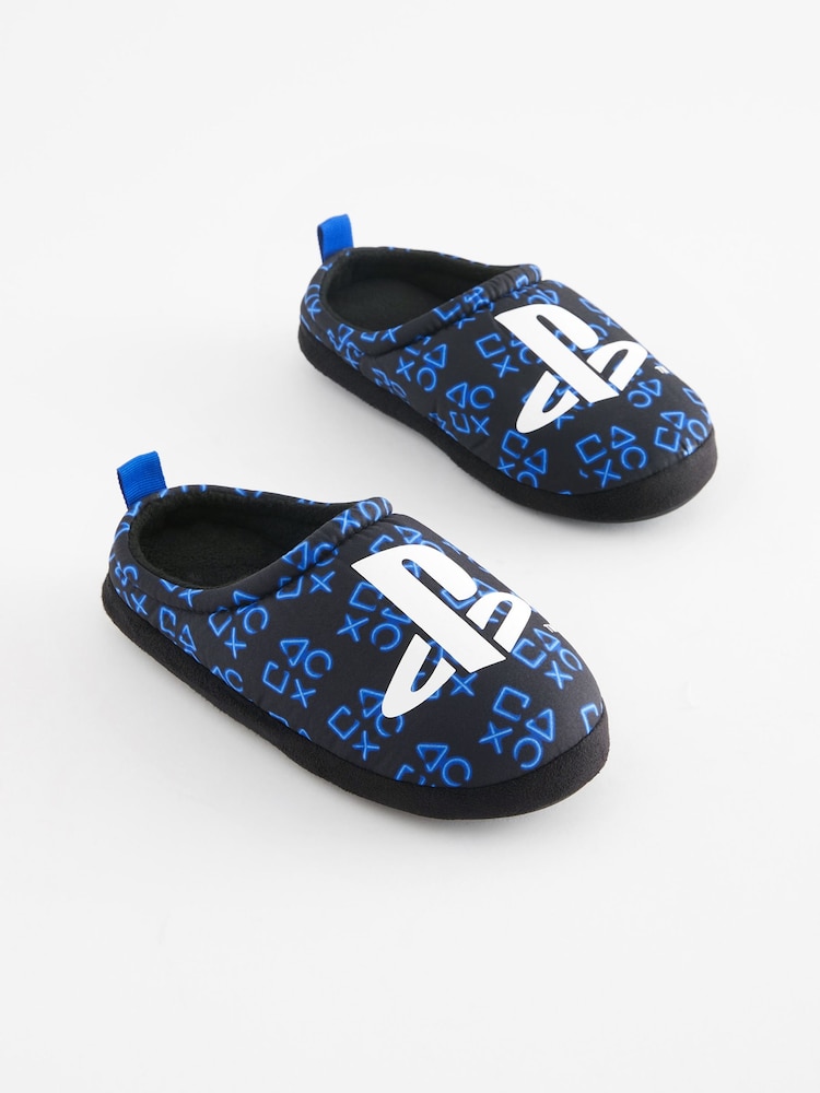 Black PlayStation Sporty Mule Slippers - Image 1 of 4