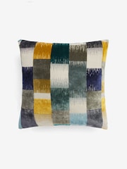 Navy Cut Velvet Retro Etch Square Cushion - Image 4 of 4