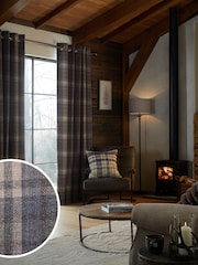 Blue/Grey Next Alpine Check Super Thermal Eyelet Curtains - Image 2 of 6