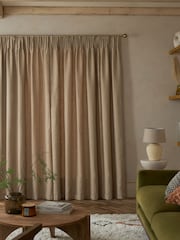 Dark Natural Textured Fleck Lined Pencil Pleat Curtains - Image 2 of 6