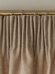 Dark Natural Textured Fleck Lined Pencil Pleat Curtains - Image 5 of 6
