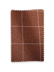 Rust Brown Windowpane Check Lined Eyelet Curtains - Image 5 of 5