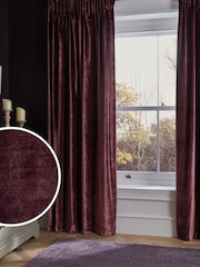 Plum Purple Collection Luxe Heavyweight Lined Plush Velvet Pencil Pleat Curtains - Image 1 of 5