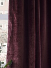 Plum Purple Collection Luxe Heavyweight Lined Plush Velvet Pencil Pleat Curtains - Image 3 of 5
